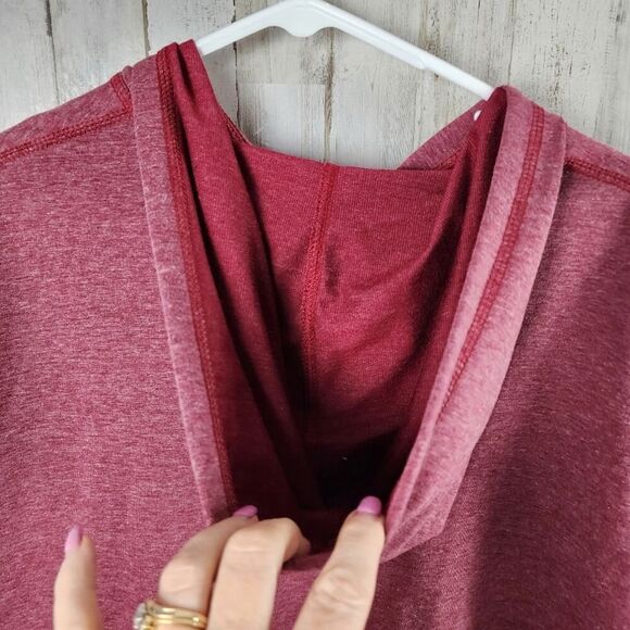 Shein Dropped Shoulder Drawstring Hoodie Maroon Red Size Small - Picture 7 of 9